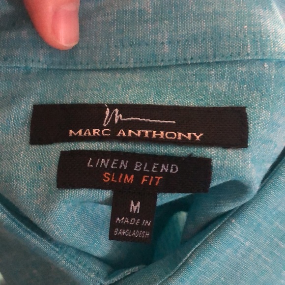 Marc Anthony Linen Blend, Slim Fit Button Down Shirt, size medium - Picture 6 of 7